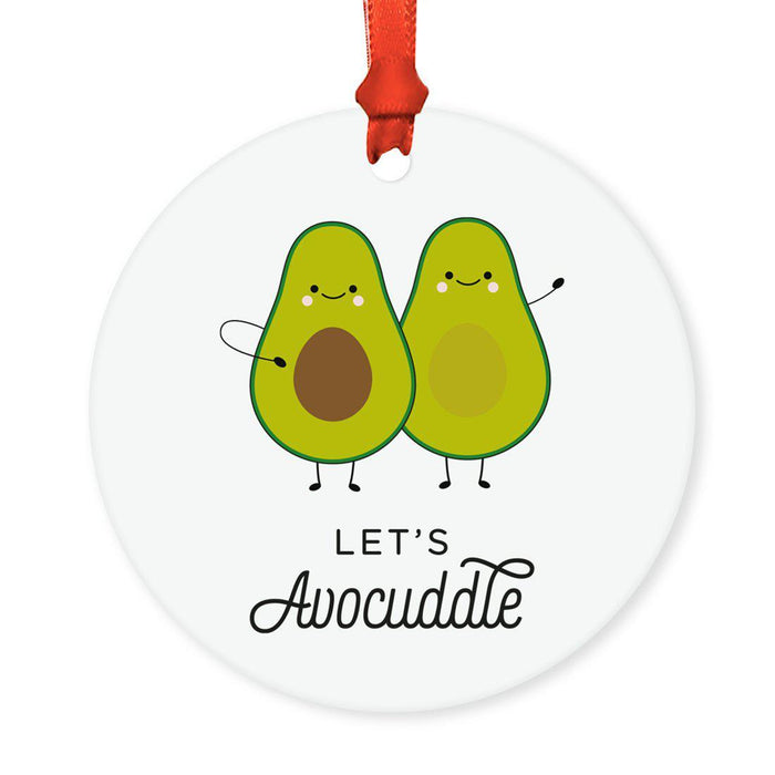 Food Pun 2 Round MDF Christmas Tree Ornaments-Set of 1-Andaz Press-Avocados-