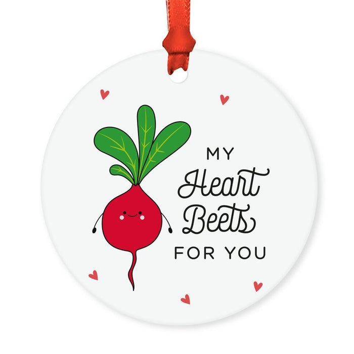 Food Pun 2 Round MDF Christmas Tree Ornaments-Set of 1-Andaz Press-Beetroot-