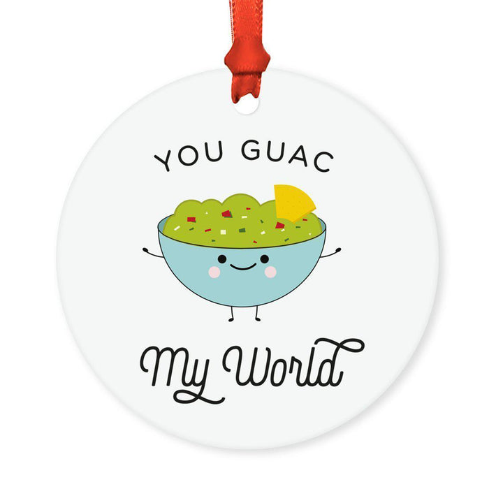 Food Pun 2 Round MDF Christmas Tree Ornaments-Set of 1-Andaz Press-Guacamole-
