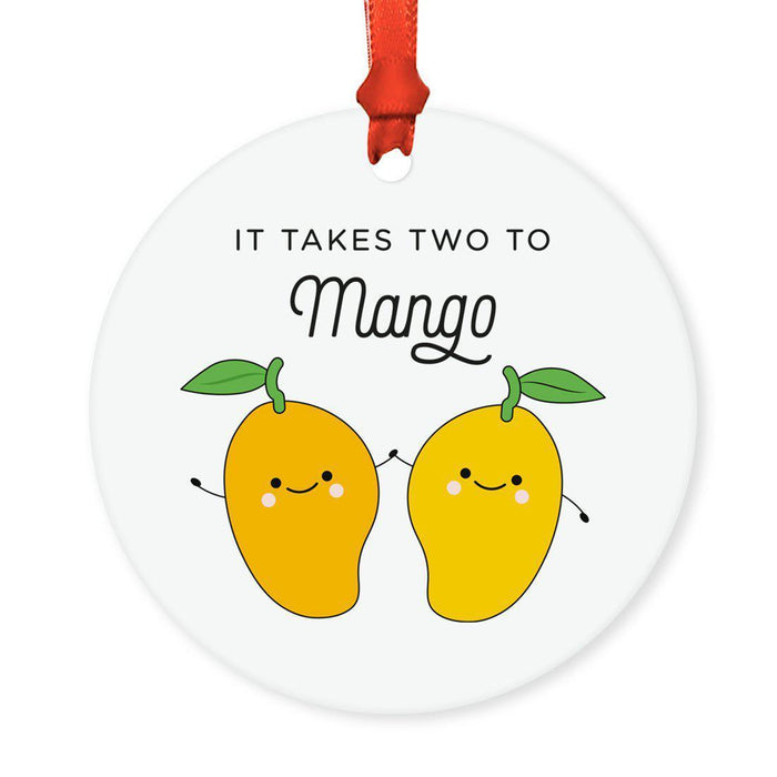 Food Pun 2 Round MDF Christmas Tree Ornaments-Set of 1-Andaz Press-Mango-