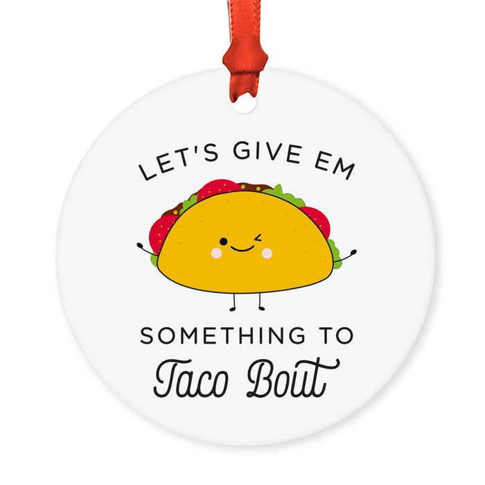 Food Pun 2 Round MDF Christmas Tree Ornaments-Set of 1-Andaz Press-Taco Bout-