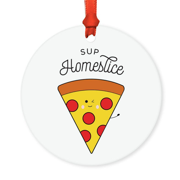 Food Pun 4 Round MDF Christmas Tree Ornaments-Set of 1-Andaz Press-Salty Beach-