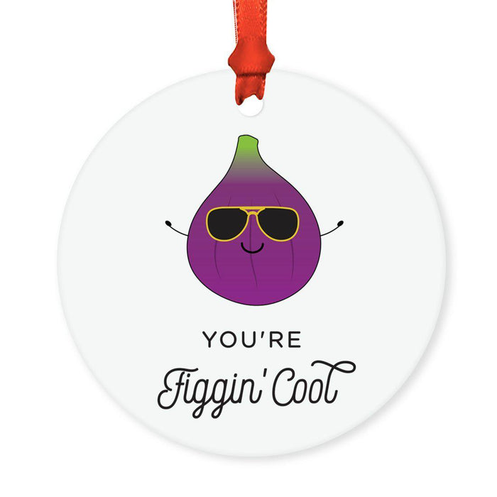 Food Pun 4 Round MDF Christmas Tree Ornaments-Set of 1-Andaz Press-Salty Beach-