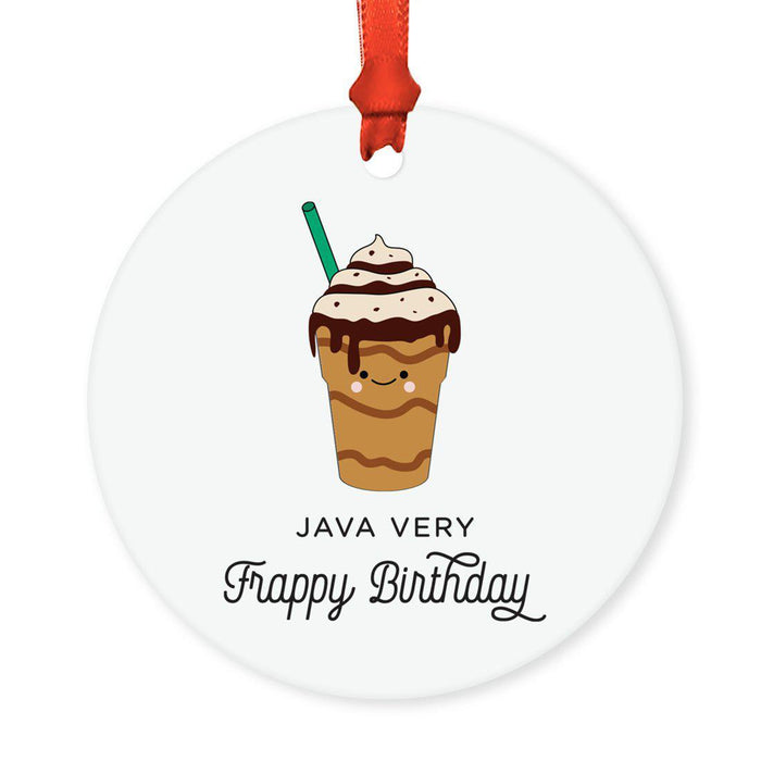 Food Pun 4 Round MDF Christmas Tree Ornaments-Set of 1-Andaz Press-Salty Beach-