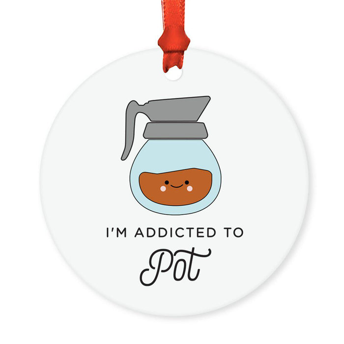 Food Pun 4 Round MDF Christmas Tree Ornaments-Set of 1-Andaz Press-Salty Beach-