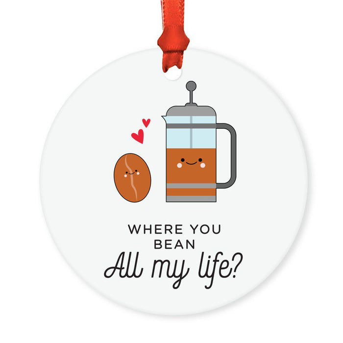 Food Pun 4 Round MDF Christmas Tree Ornaments-Set of 1-Andaz Press-Salty Beach-