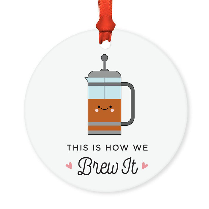 Food Pun 4 Round MDF Christmas Tree Ornaments-Set of 1-Andaz Press-Salty Beach-