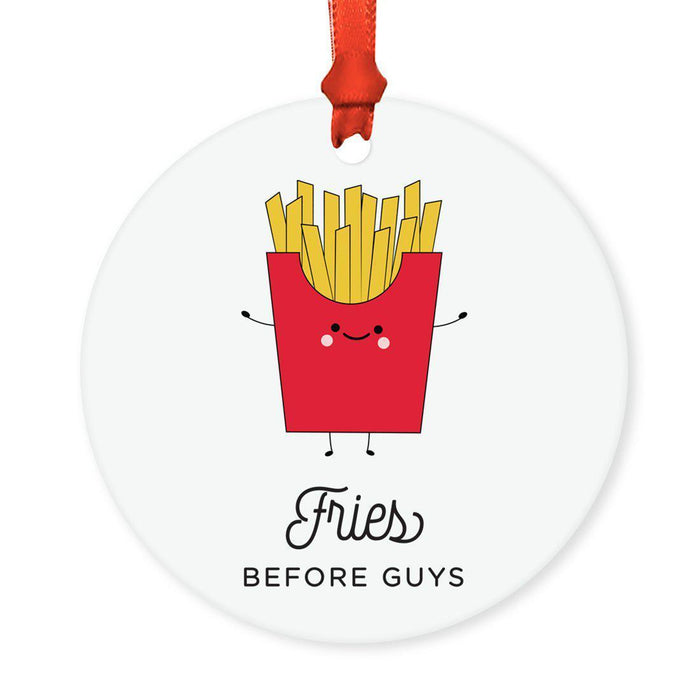 Food Pun 4 Round MDF Christmas Tree Ornaments-Set of 1-Andaz Press-Salty Beach-