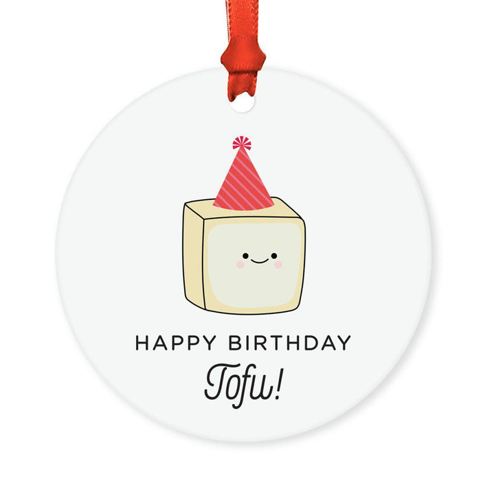 Food Pun 5 Round MDF Wood Christmas Tree Ornaments-Set of 1-Andaz Press-Big Coffee Latte-