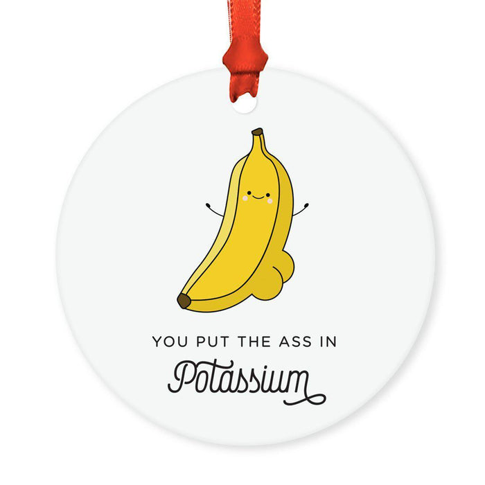 Food Pun 5 Round MDF Wood Christmas Tree Ornaments-Set of 1-Andaz Press-Big Coffee Latte-