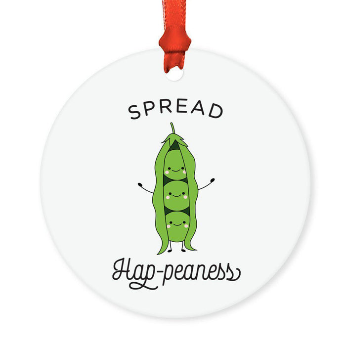 Food Pun 5 Round MDF Wood Christmas Tree Ornaments-Set of 1-Andaz Press-Big Coffee Latte-