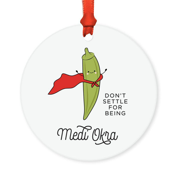 Food Pun 5 Round MDF Wood Christmas Tree Ornaments-Set of 1-Andaz Press-Big Coffee Latte-