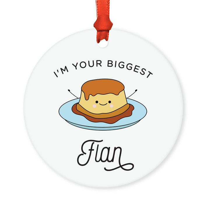 Food Pun 5 Round MDF Wood Christmas Tree Ornaments-Set of 1-Andaz Press-Big Coffee Latte-