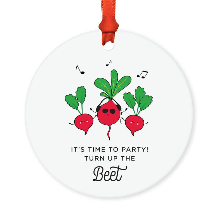 Food Pun 5 Round MDF Wood Christmas Tree Ornaments-Set of 1-Andaz Press-Arms-