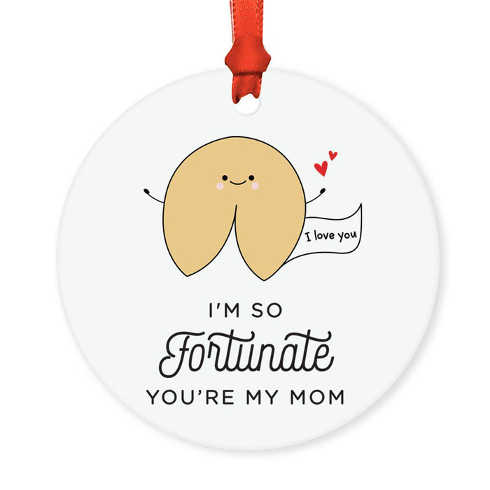 Food Pun 5 Round MDF Wood Christmas Tree Ornaments-Set of 1-Andaz Press-Fortune Cookie-