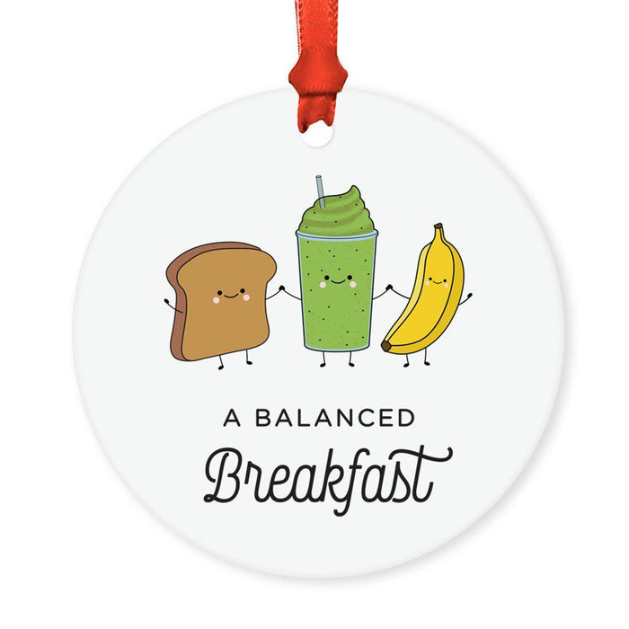 Food Pun 5 Round MDF Wood Christmas Tree Ornaments-Set of 1-Andaz Press-Green Smoothie-