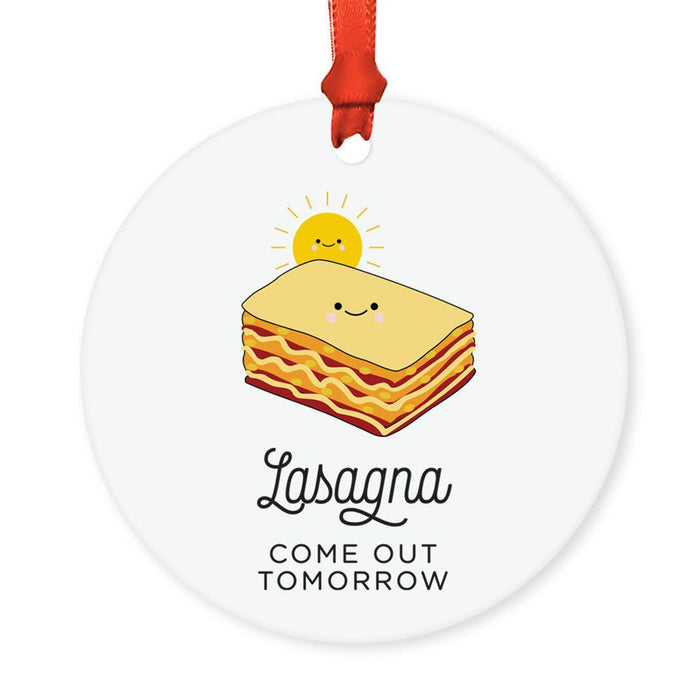 Food Pun 6 Round MDF Wood Christmas Tree Ornaments-set of 1-Andaz Press-Cereal-