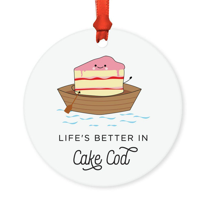 Food Pun 6 Round MDF Wood Christmas Tree Ornaments-set of 1-Andaz Press-Cereal-