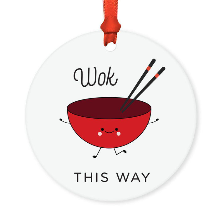 Food Pun 6 Round MDF Wood Christmas Tree Ornaments-set of 1-Andaz Press-Cereal-