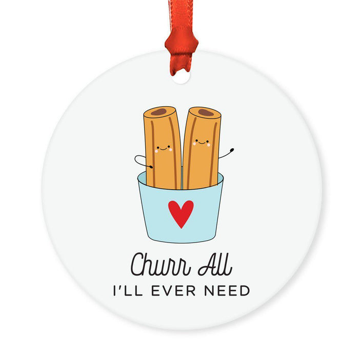 Food Pun 6 Round MDF Wood Christmas Tree Ornaments-set of 1-Andaz Press-Cereal-