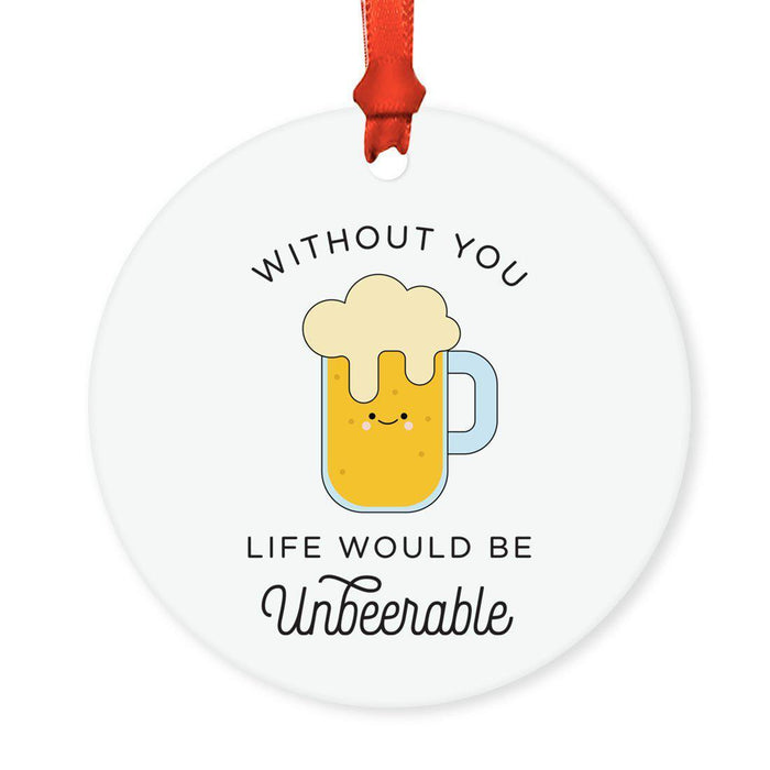 Food Pun 6 Round MDF Wood Christmas Tree Ornaments-set of 1-Andaz Press-Cereal-