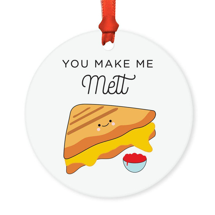 Food Pun 6 Round MDF Wood Christmas Tree Ornaments-set of 1-Andaz Press-Cheese-