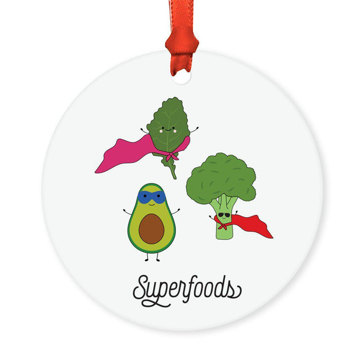Food Pun 8 Round MDF Christmas Tree Ornaments-Set of 1-Andaz Press-Gourds-