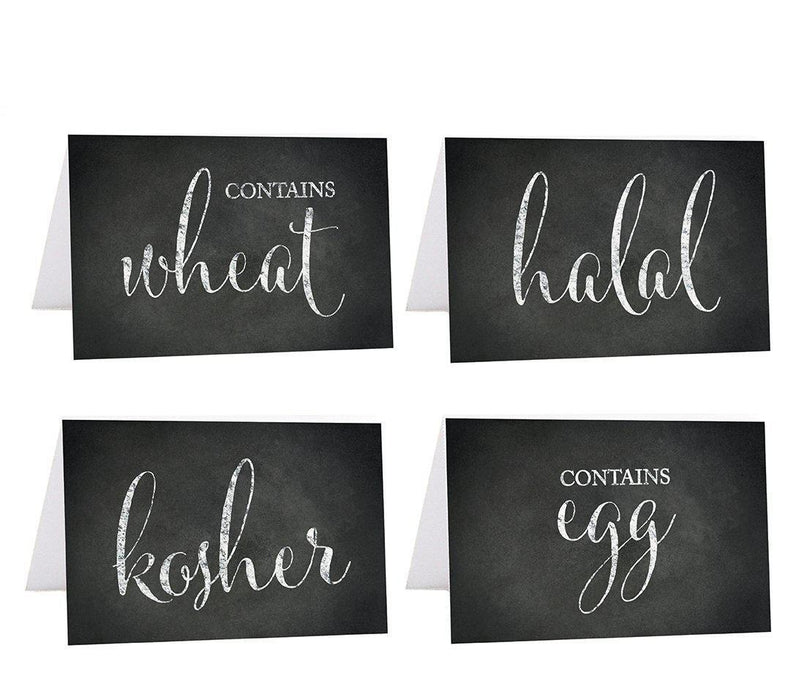 Food Station Buffet Menu Place Cards, Vintage Chalkboard-Set of 20-Andaz Press-Vegan, Vegetarian, Gluten-Free, Eggless-