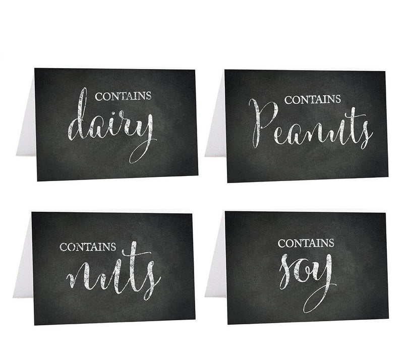 Food Station Buffet Menu Place Cards, Vintage Chalkboard-Set of 20-Andaz Press-Vegan, Vegetarian, Gluten-Free, Eggless-