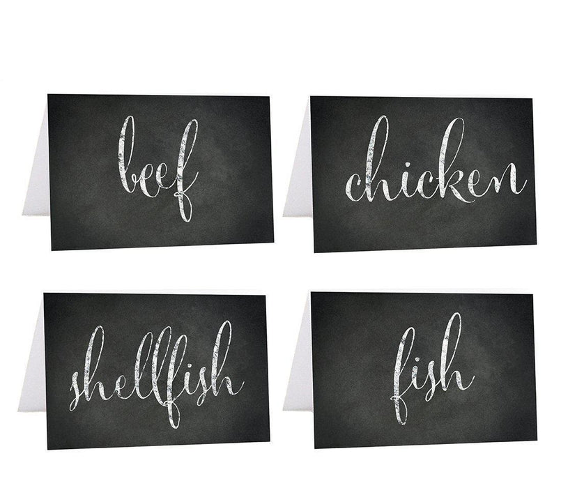 Food Station Buffet Menu Place Cards, Vintage Chalkboard-Set of 20-Andaz Press-Vegan, Vegetarian, Gluten-Free, Eggless-