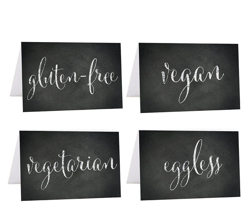 Food Station Buffet Menu Place Cards, Vintage Chalkboard-Set of 20-Andaz Press-Vegan, Vegetarian, Gluten-Free, Eggless-