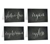 Food Station Buffet Menu Place Cards, Vintage Chalkboard-Set of 20-Andaz Press-Vegan, Vegetarian, Gluten-Free, Eggless-