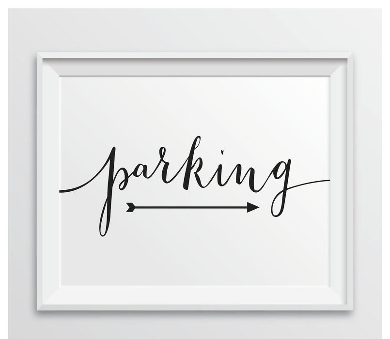 Formal Black Wedding Party Directional Signs, Double-Sided Big Arrow-Set of 1-Andaz Press-Parking-