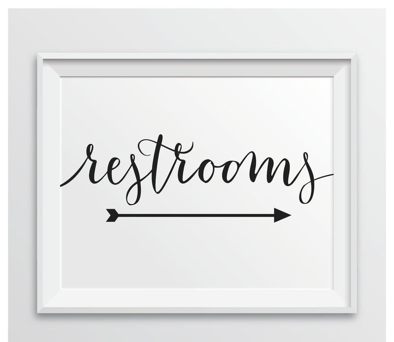Formal Black Wedding Party Directional Signs, Double-Sided Big Arrow-Set of 1-Andaz Press-Restrooms-