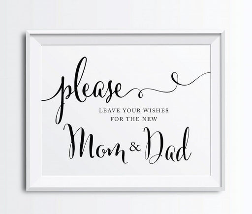 Formal Black & White Baby Shower Party Signs-Set of 1-Andaz Press-Leave Wishes For New Mom & Dad-