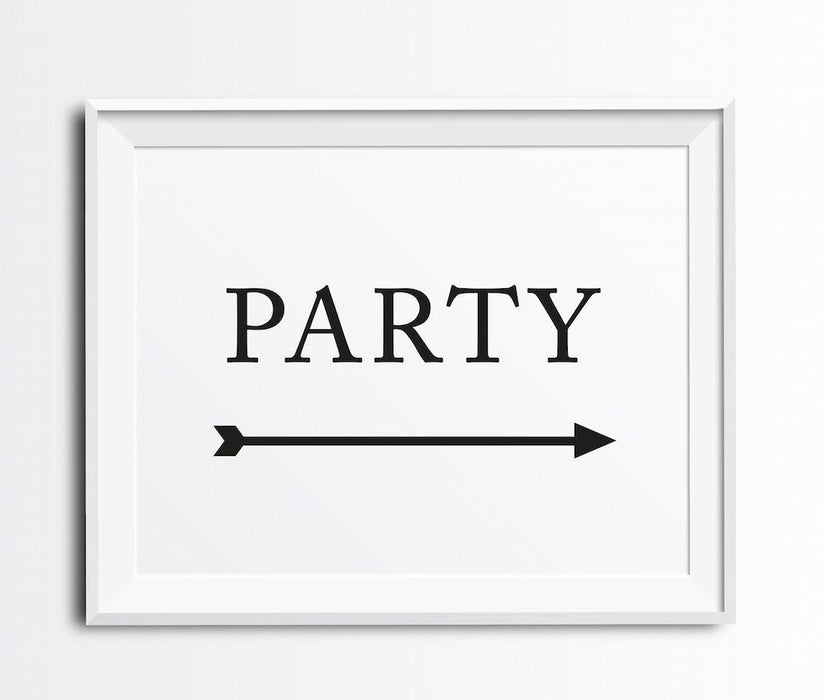 Formal Black & White Wedding Party Directional Signs, Double-Sided Big Arrow-Set of 1-Andaz Press-Restrooms-