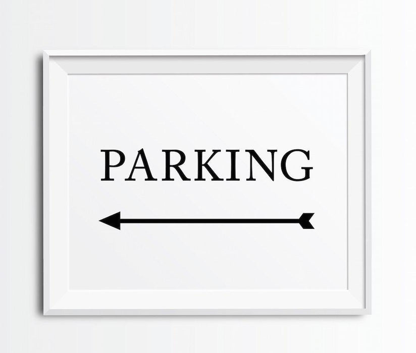 Formal Black & White Wedding Party Directional Signs, Double-Sided Big Arrow-Set of 1-Andaz Press-Restrooms-