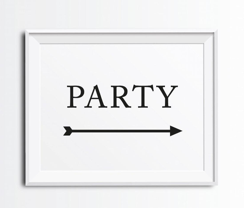Formal Black & White Wedding Party Directional Signs, Double-Sided Big Arrow-Set of 1-Andaz Press-Party-