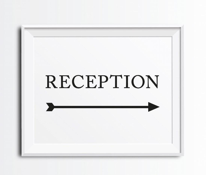 Formal Black & White Wedding Party Directional Signs, Double-Sided Big Arrow-Set of 1-Andaz Press-Reception-