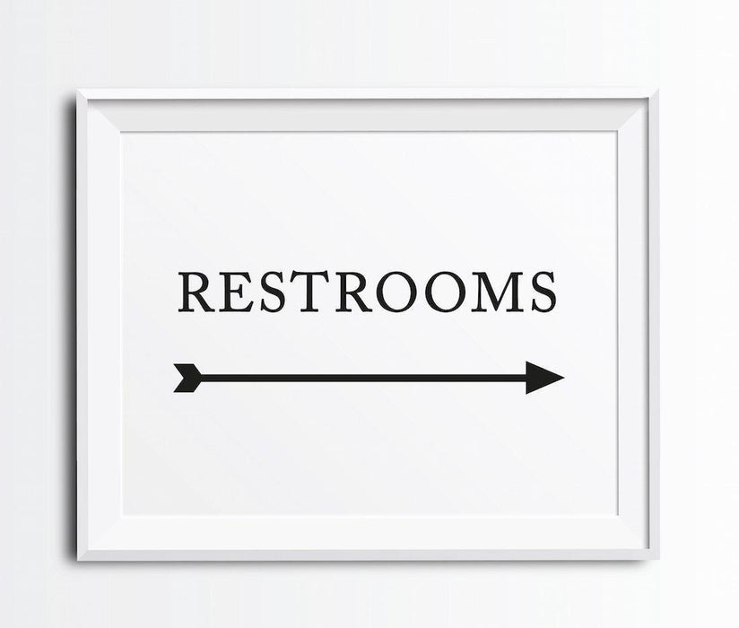 Formal Black & White Wedding Party Directional Signs, Double-Sided Big Arrow-Set of 1-Andaz Press-Restrooms-