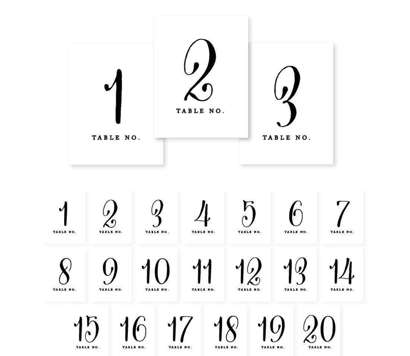 Formal Black and White Table Numbers-Set of 20-Andaz Press-1-20-