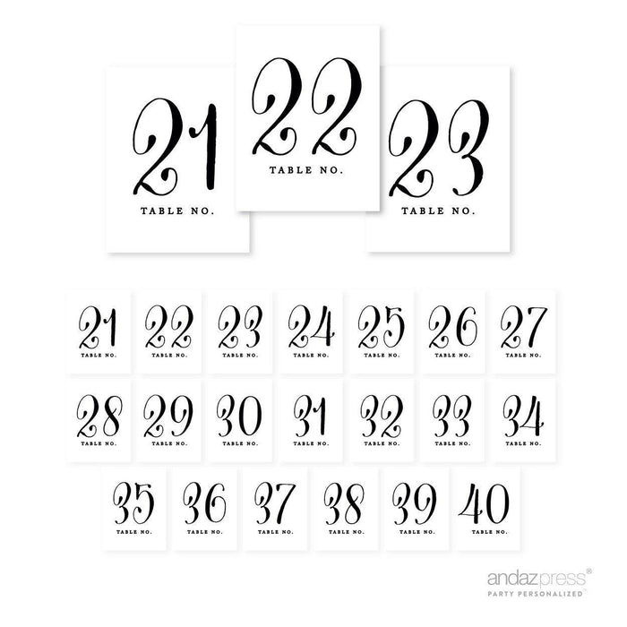Formal Black and White Table Numbers-Set of 20-Andaz Press-1-20-