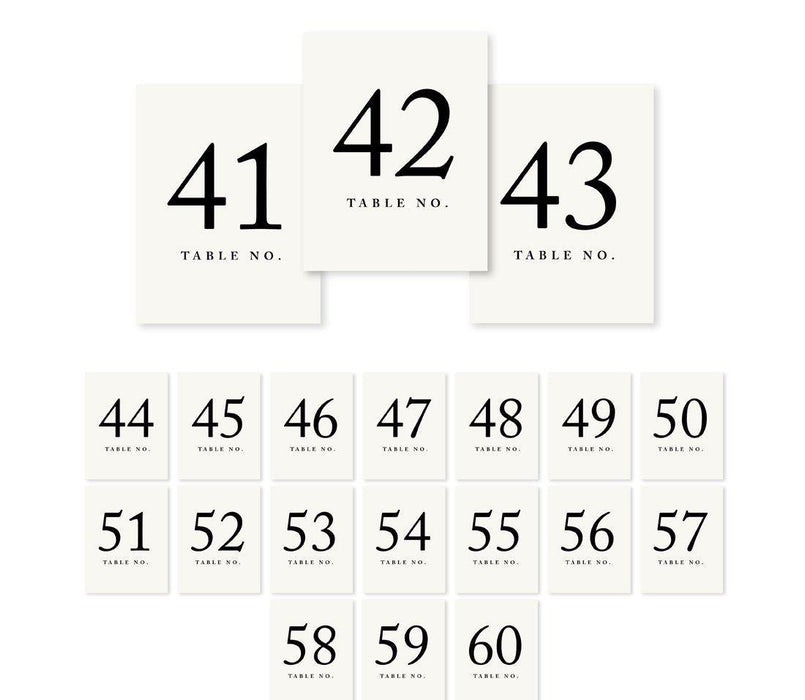 Formal Black and White Table Numbers-Set of 20-Andaz Press-1-20-