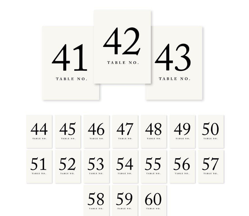 Formal Black and White Table Numbers-Set of 20-Andaz Press-41-60-