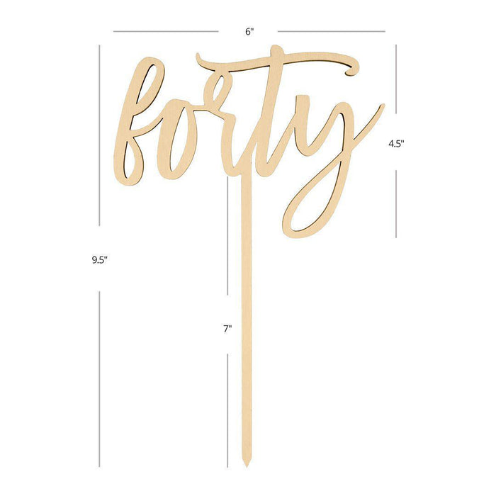 Forty Laser Cut Wood Cake Topper-Set of 1-Andaz Press-