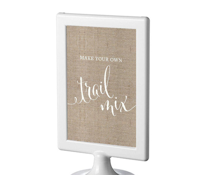 Framed Burlap Wedding Party Signs-Set of 1-Andaz Press-Build Your Own Trail Mix-