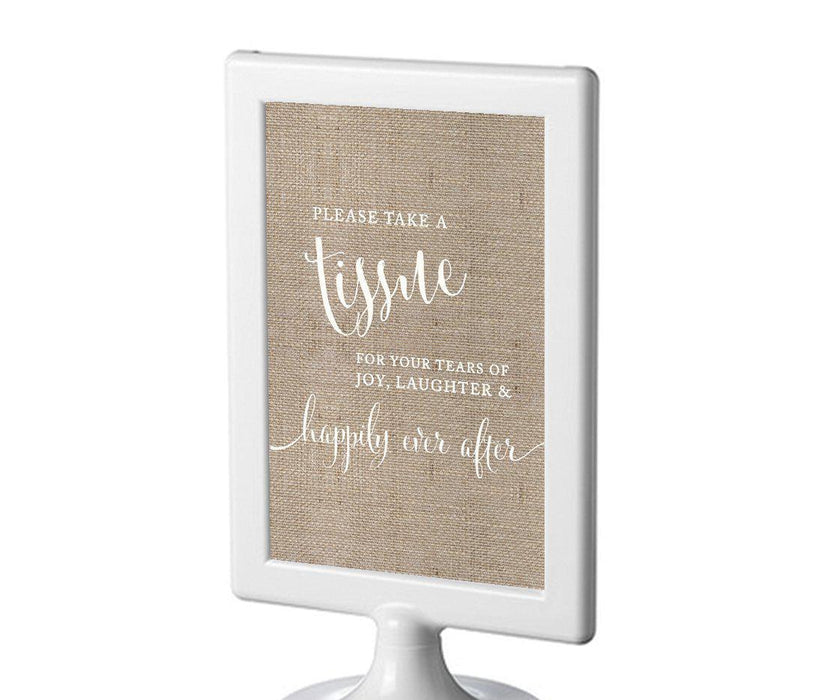 Framed Burlap Wedding Party Signs-Set of 1-Andaz Press-Please Take A Tissue-