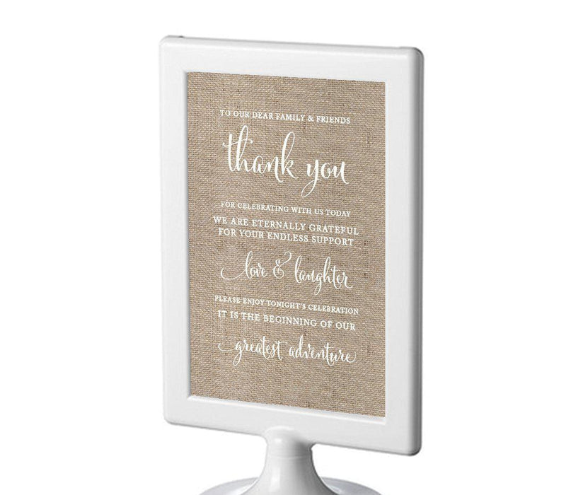 Framed Burlap Wedding Party Signs-Set of 1-Andaz Press-To Our Family & Friends, Thank You-
