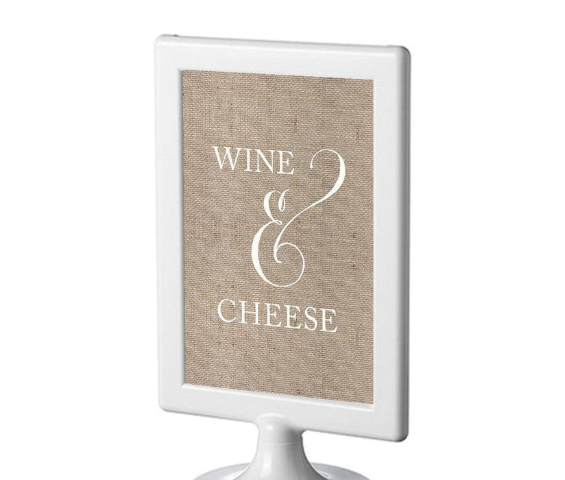 Framed Burlap Wedding Party Signs-Set of 1-Andaz Press-Wine & Cheese-