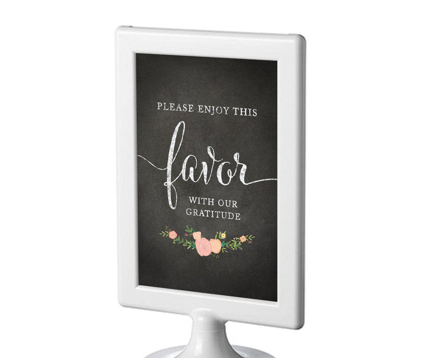 Framed Chalkboard & Floral Roses Wedding Party Signs-Set of 1-Andaz Press-Mr. & Mrs.-